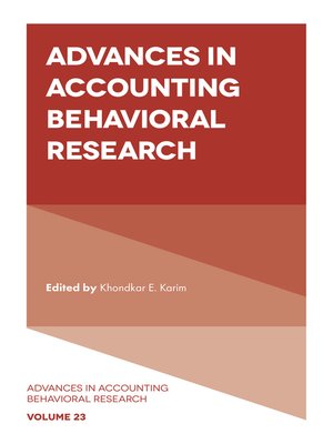 cover image of Advances in Accounting Behavioral Research, Volume 23